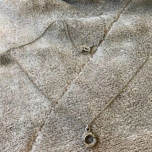 Sterling Silver Petite Diamond CIrcle Necklace 16"